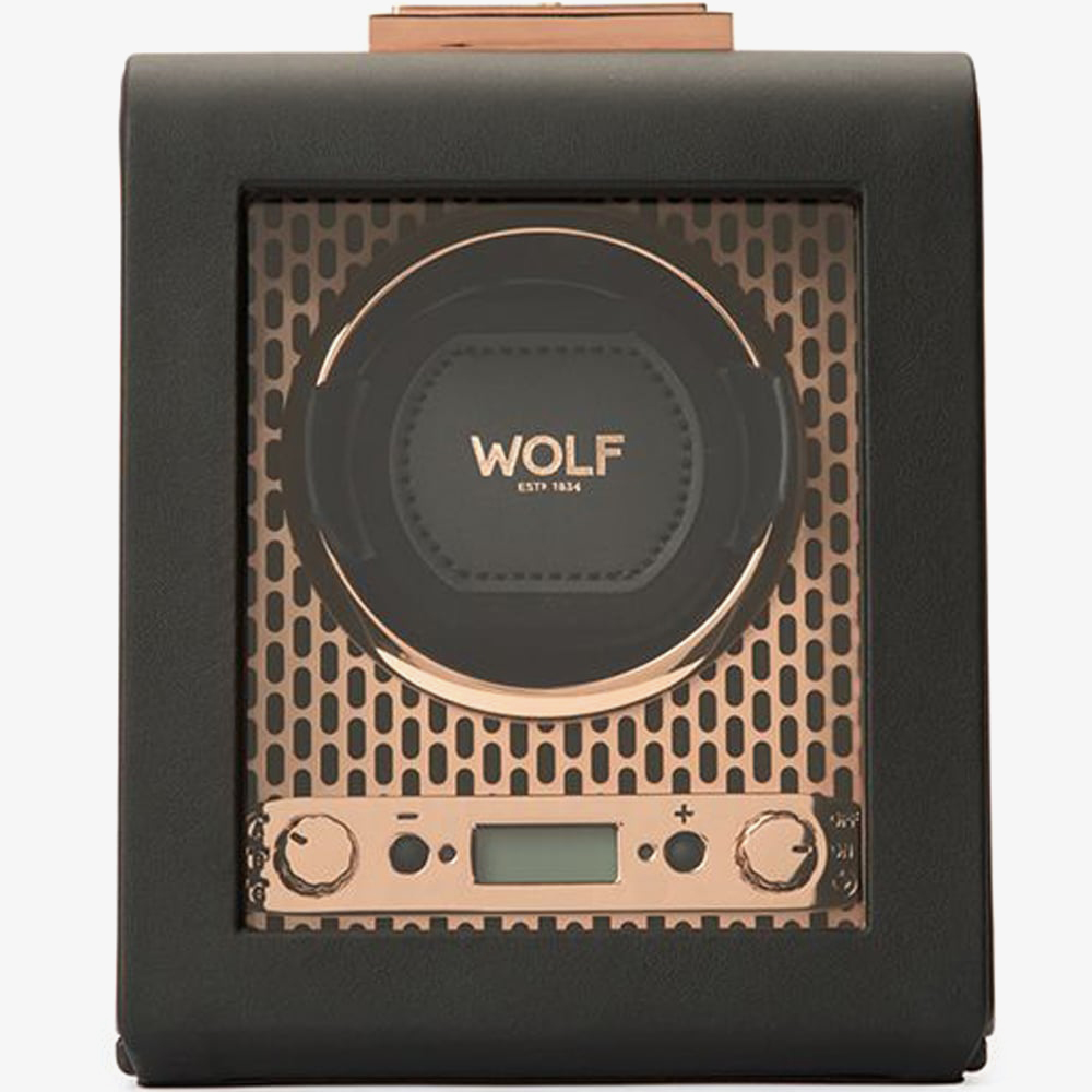 WOLF Black &amp; Copper Tone Axis Single Winder 469116