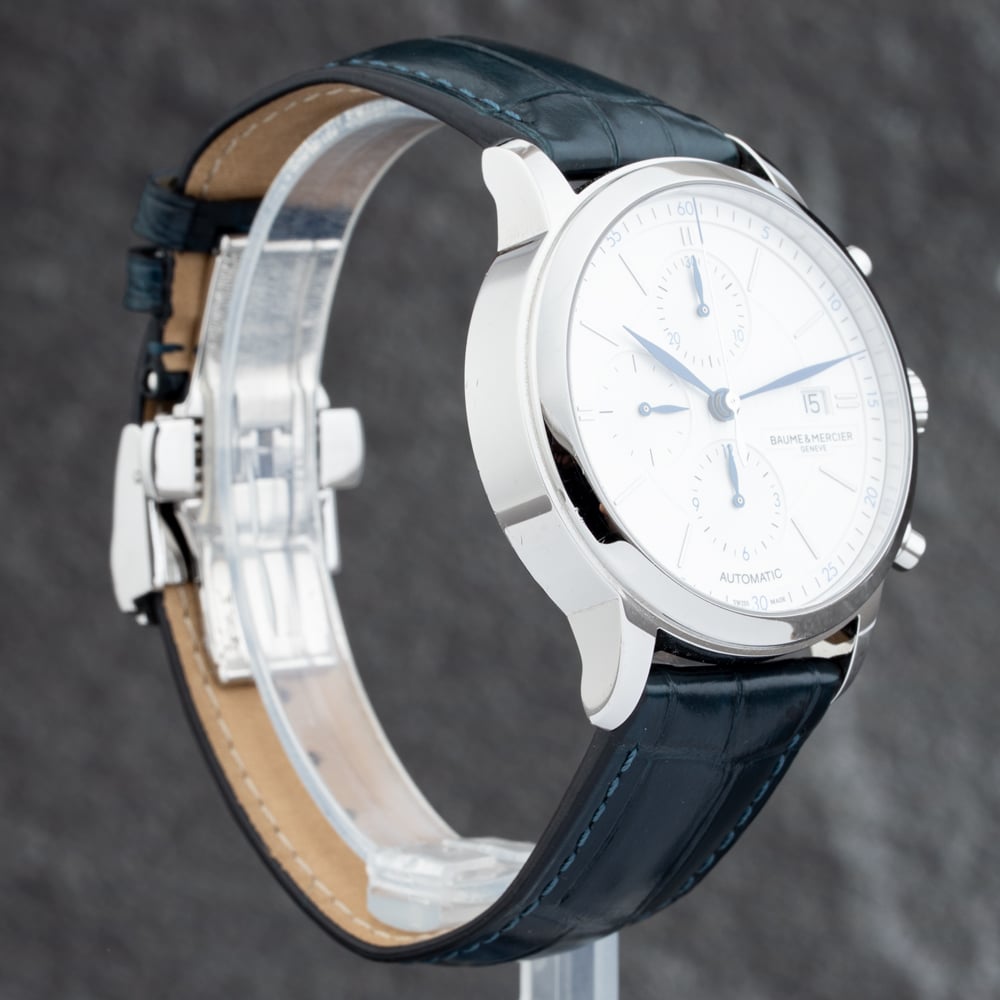 Pre-Owned Baume & Mercier Mens Classima Silver Dial Leather Strap Watch 10330