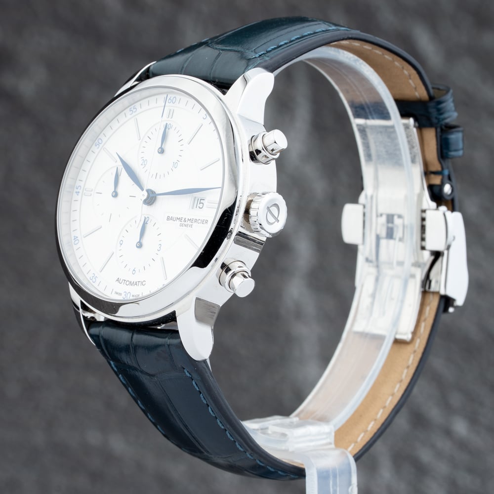 Pre-Owned Baume & Mercier Mens Classima Silver Dial Leather Strap Watch 10330