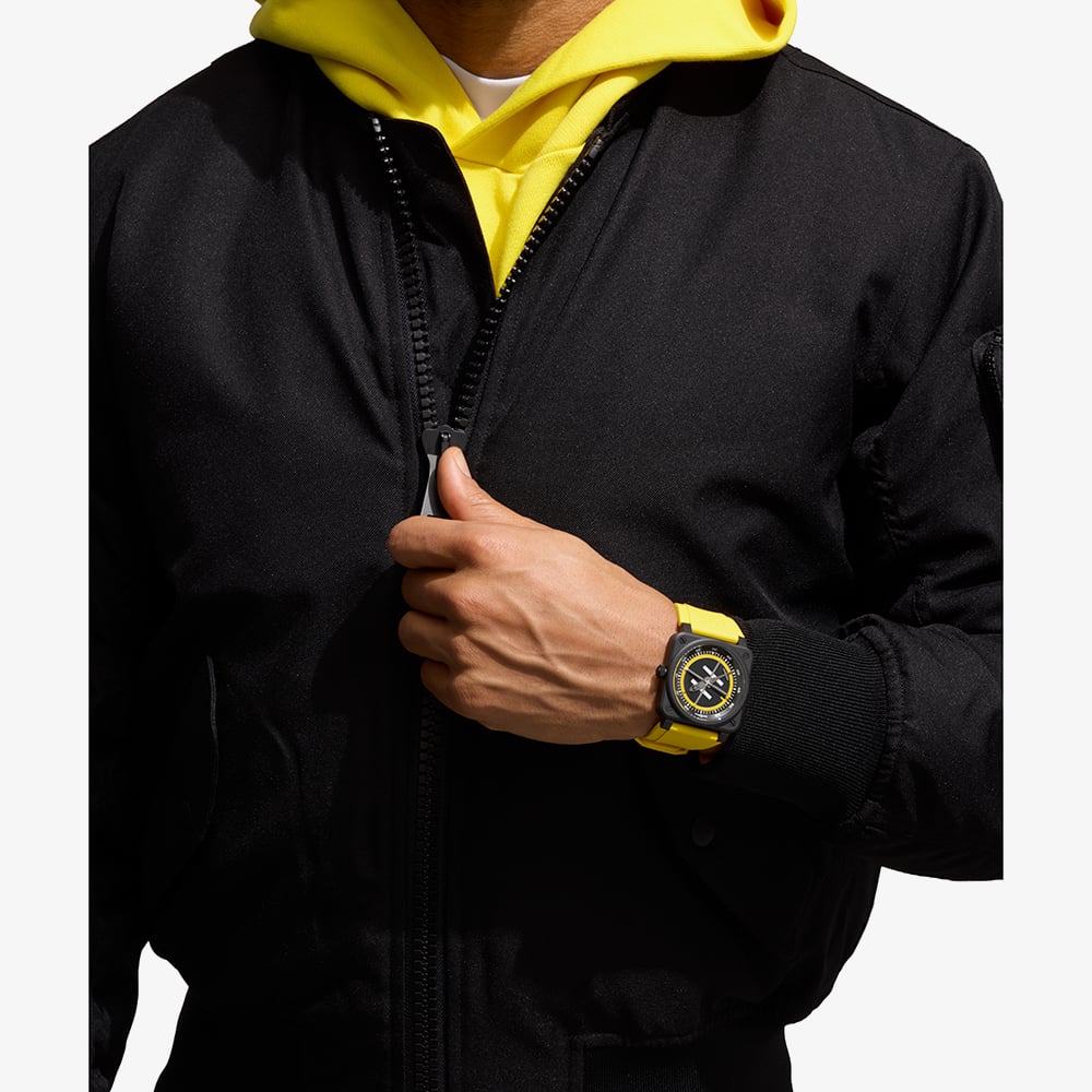 Bell & Ross Mens Limited Edition Helipad Yellow Rubber Strap Watch BR03A-HE-CE/SRB