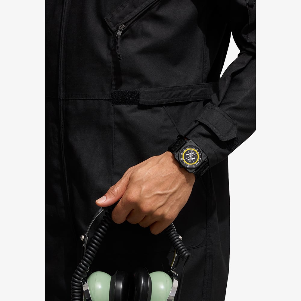 Bell & Ross Mens Limited Edition Helipad Yellow Rubber Strap Watch BR03A-HE-CE/SRB