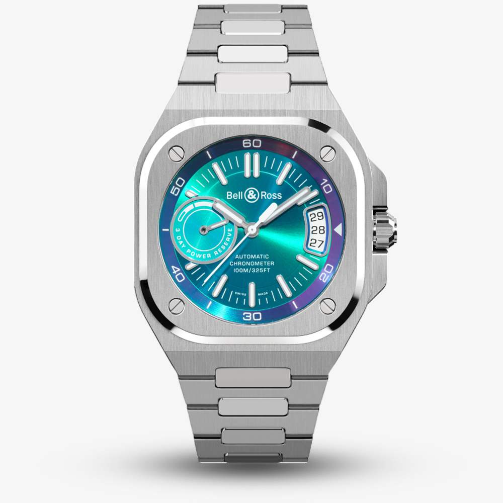 Bell & Ross Mens BR-X5 Iridescent Blue Dial Watch BRX5R-IRS-ST/SST