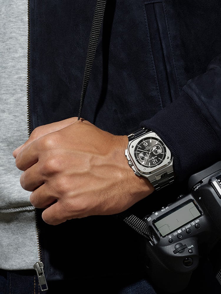 Bell & Ross Mens Instruments BR 05 Chrono Black Steel Watch BR05C-BL-ST/SST