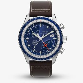 Timex Mens TW2W97200 Fly Back Chronograph x Pan Am Leather Watch