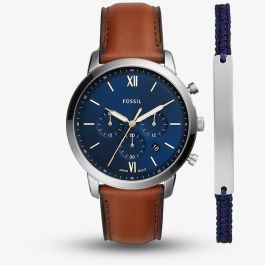 Fossil FS5708SET Mens Neutra Brown Leather Strap Watch & Bracelet