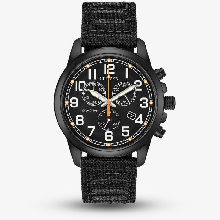 Citizen Eco Drive Military Black Fabric Strap Watch AT0205 01E