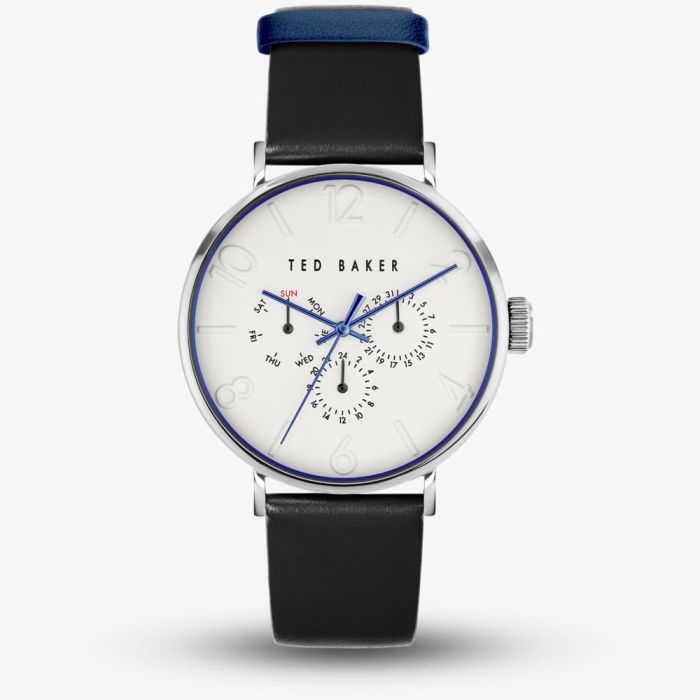 Ted Baker BKPPGF2069I White Dial Black Leather Strap Watch