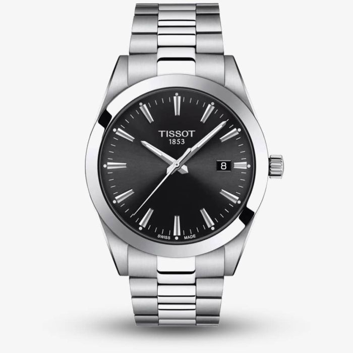 Tissot Mens Genleman Black Dial Bracelet Watch T127.410.11.051.00