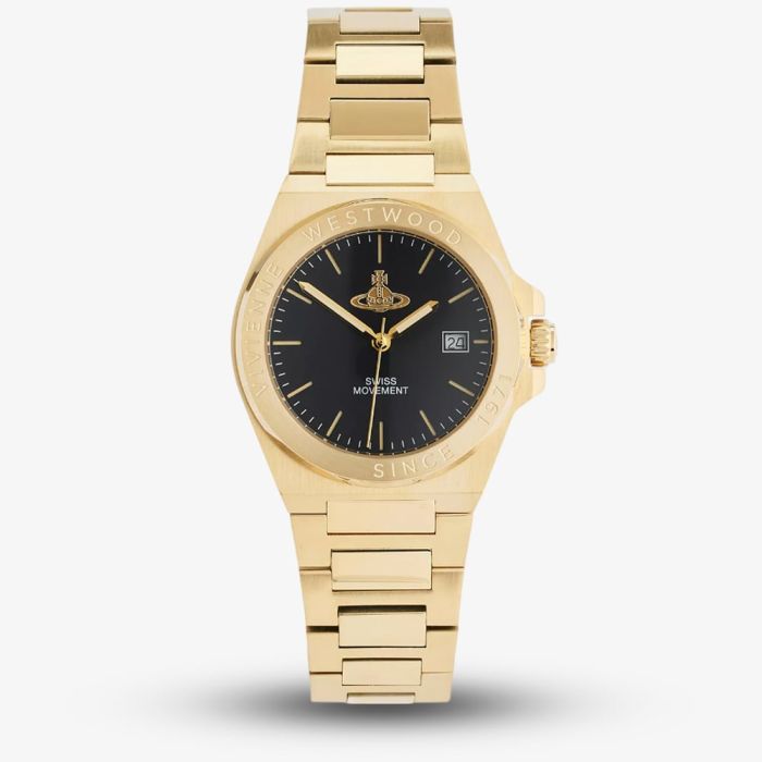 Vivienne Westwood ラペルピン ゴールド メンズ Vivienne Westwood VV335BKGD Mens Hanwell Black Dial Watch
