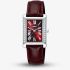 Lorus Ladies Rectangular Red Dial Leather Strap Watch RG239YX9