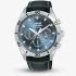 Lorus Mens Grey Blue Sunray Chronograph Leather Strap Watch RT341KX9