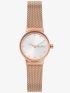 Skagen Ladies Freja Rose Gold Plated Sunray Crystal Set Dial Mesh Strap Watch SKW2665