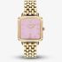 Coach Ladies Cass BCRF Golden Square Pink Dial Bracelet Watch 14504692