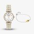 Coach Ladies Cary White Dial Two Tone Bracelet Watch & Two Tone C Bracelet Gift Set 14000140