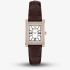 Emporio Armani Ladies Genni White Mother Of Pearl Rectangular Dial Brown Leather Strap Watch AR11804