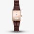 Emporio Armani Ladies Mystery Hour Rose Gold Tone Rectangular Dial Leather Strap Watch AR11814