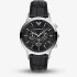 Emporio Armani Mens Archetipo Black Chronograph Dial Leather Strap Watch AR11820