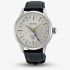 Seiko Mens Presage Silver Bullet Cocktail Time GMT Silver Dial Brown Leather Strap Watch SSK049J1