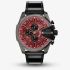 Diesel Mens Mega Chief Red Chronograph Dial Leather Strap Watch DZ4714