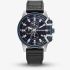 G Star Mens Bend3D Blue Dial Black Leather Strap Watch GSW.505.02