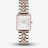 ROSEFIELD Ladies Boxy XS White Dial Two Tone Bracelet Watch QMWSSR-Q024