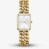 ROSEFIELD Ladies Studio Octagon White Dial Double Curb Chain Golden Bracelet Watch SWGSG-O76