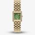 Olivia Burton Ladies Berkley Green Dial Square Golden Bracelet Watch 24000382