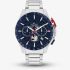 Tommy Hilfiger Mens Bank Skeleton Chronograph Blue Bracelet Watch 1792261