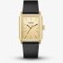 HUGO Mens #Steeze Rectangle Gold Dial Leather Strap Watch 1530481