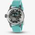 U-BOAT Mens U-65 Skeleton Dial Turquoise Rubber Strap Watch U3345