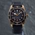 Pre-Owned Tudor Mens Black Bay Grey Dial Black Leather Strap Watch 79250BA