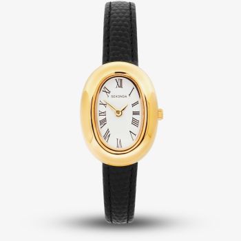 Sekonda Ladies Classic Bellamy Oval Dial Black Leather Strap Watch 40743