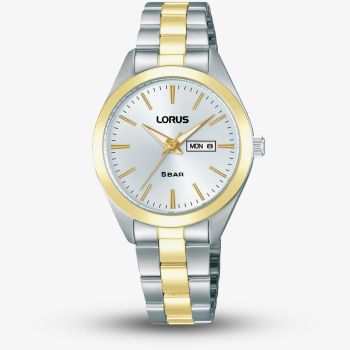 Lorus Ladies Two Tone Silver Dial Day Date Watch RN802AX9