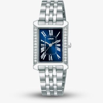 Lorus Ladies Rectangular Blue Dial Bracelet Watch RG231YX9