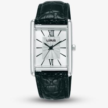 Lorus Ladies White Rectangle Dial Leather Strap Watch RH837CX9