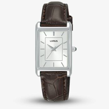 Lorus Ladies Classic White Rectangular Dial Leather Strap Watch RG289VX9