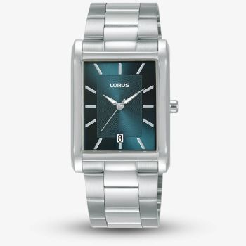 Lorus Mens Classic Blue Rectangular Dial Bracelet Watch RH935RX9