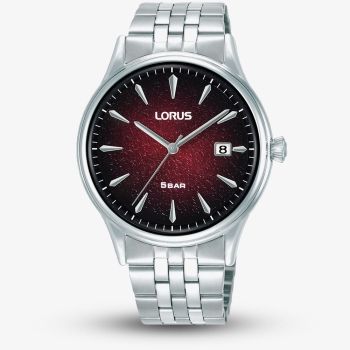 Lorus Mens Curve Red Dial Date Watch RS907EX9