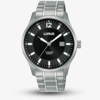 Lorus Mens Sports Black Dial Bracelet Watch RH995QX9