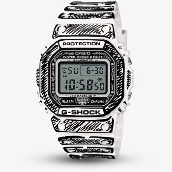 Casio Mens G-Shock Joshua Vides Collaboration White Digital Strap Watch DW-5600JV-7ER