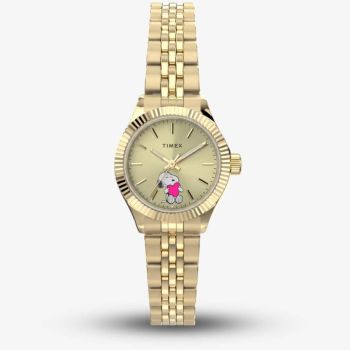 Timex Ladies Peanuts Legacy Mini Heart Hug Gold Tone Bracelet Watch TW6A07400
