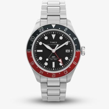 Timex Mens Waterbury Heritage Stainless Steel Red &amp; Blue Bezel Watch TW2Y60600