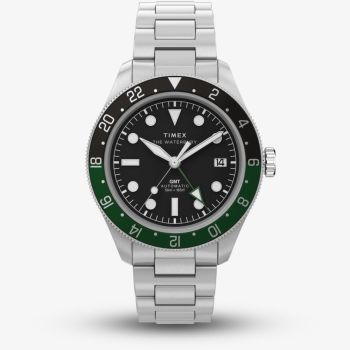 Timex Mens Waterbury Heritage Stainless Steel Black &amp; Green Bezel Watch TW2Y60800