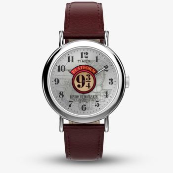 Timex Unisex Weekender Harry Potter x Platform 9 3/4 Brown Leather Strap Watch TW2Y76200