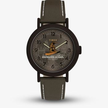 Timex Unisex Weekender Harry Potter x Sorting Hat Brown Leather Strap Watch TW2Y77000