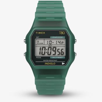Timex Unisex T80 Green Plastic Digital Watch TW2Y34100