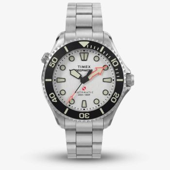 Timex Mens Deepwater Meridian 200 HEV White Dial Bracelet Watch TW3A01600