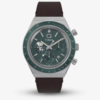 Timex Mens Q Peanuts Green Chronograph Dial Strap Watch TW6A04400