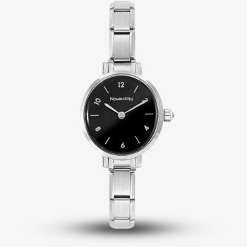 Nomination Time Stainless Steel &amp; Black Oval Dial Watch 076038/012