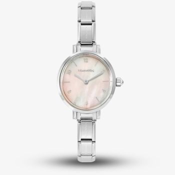 Nomination Time Stainless Steel, Brass &amp; Mother of Pearl Pink Oval Dial Watch 076038/009